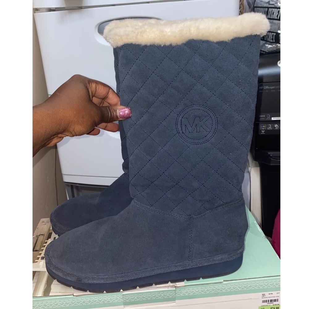 Blue Michael Kors Fur Boots